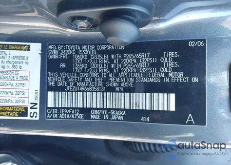 2006 Toyota 4Runner Sr5 V6 из США, поврежденный, VIN JTEZU14R668058131